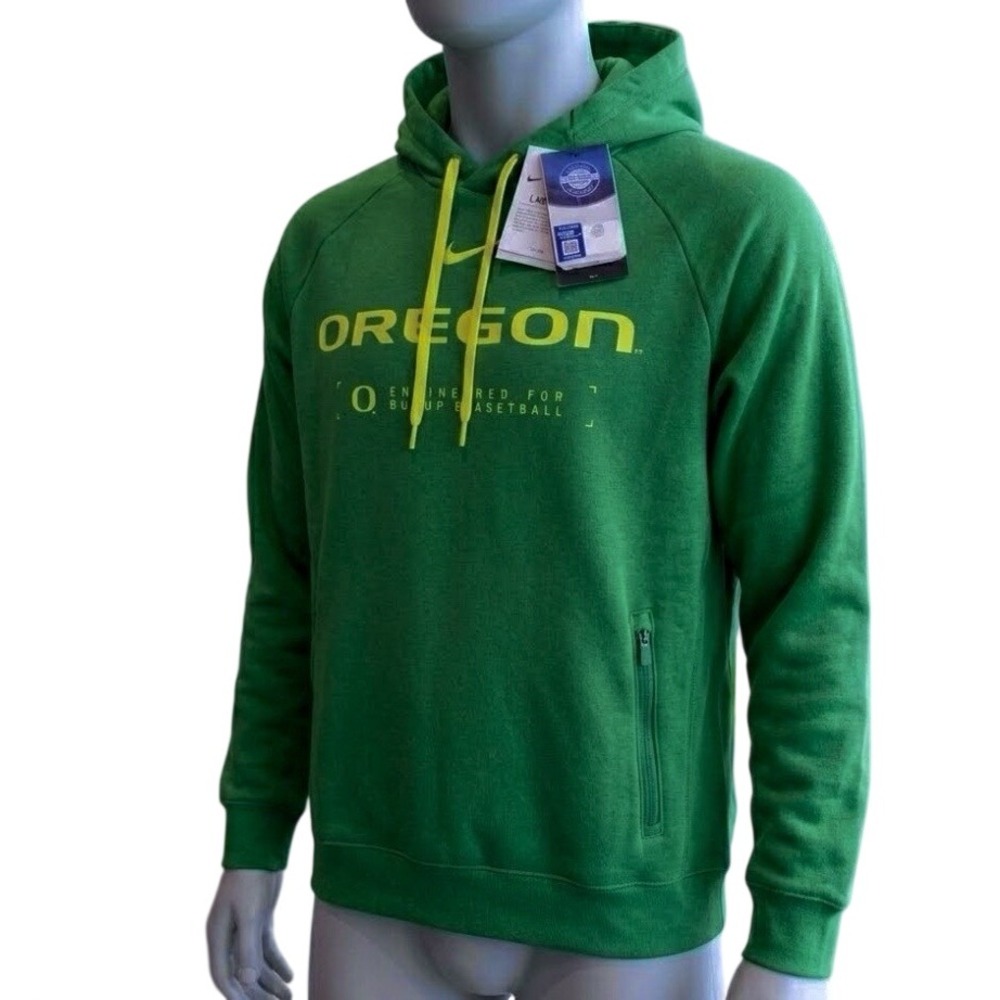 Nike Oregon Ducks M Hoodie Sweatshirt NWT Lightweight Fleece Zip Pockets UPF40